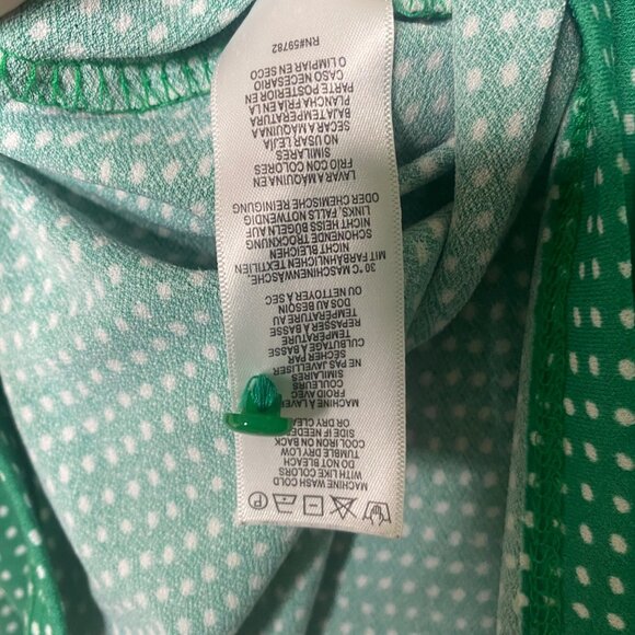 Adrianna Papell Blouse Womens XL Green Polka Dot 3/4 Sleeve Stretchy Comfortable - Picture 7 of 11